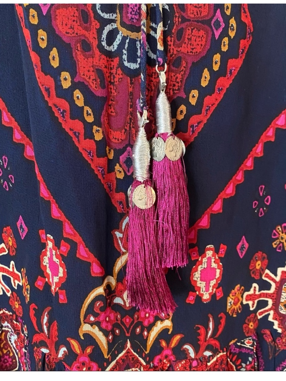 Soft Surroundings Navy Iskra Embroidered Tunic 1X - Picture 5 of 8